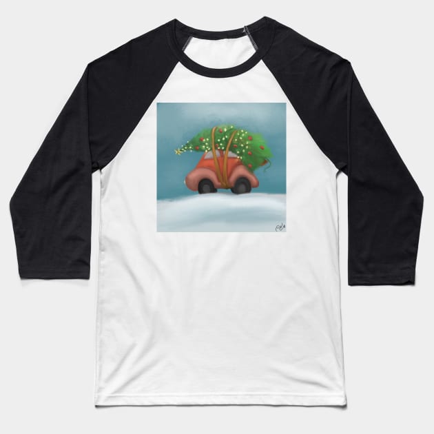 Christmas Tree on Car Baseball T-Shirt by trippyart